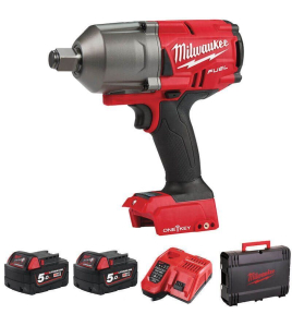Гайковерт Milwaukee акумулаторен ударен с батерия и зарядно, 18 V, 5 Ah, 2034 Nm, 3/4", M18 ONEFHIWF34-502X