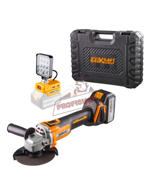 Акумулаторен безчетков ъглошлайф Baukraft BK-BAG72, 18 V, 4 Ah, 125 мм, с регулиране на оборотите, LED лампа, батерия, зарядно и куфар 020803 Акумулаторен безчетков ъглошлайф Baukraft BK-BAG72, 18 V, 4 Ah, 125 мм, с регулиране на оборотите, LED лампа, батерия, зарядно и куфар 020803