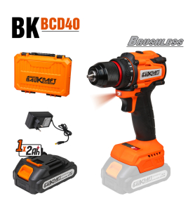 Акумулаторен безчетков винтоверт Baukraft BK-BCD40, 18 V, 2 Ah, 40 Nm, с батерия, зарядно и куфар,030612