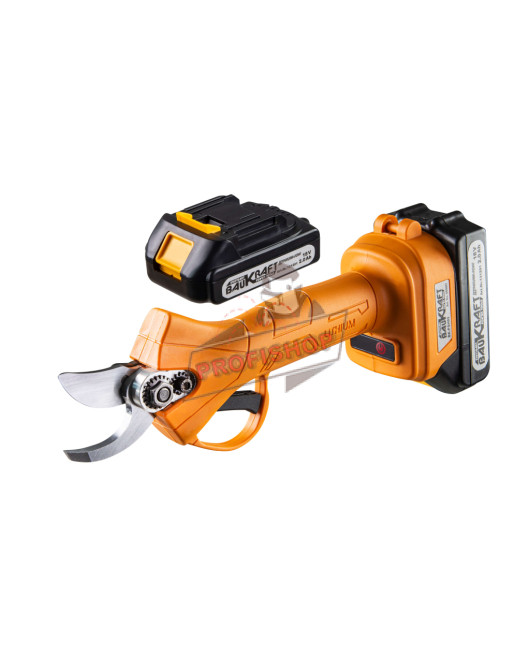 Акумулаторна лозарска ножица 18 V, 2x2 Ah, 25 мм, с батерии, зарядно и куфар, Baukraft BK-PSH03 Акумулаторна лозарска ножица 18 V, 2x2 Ah, 25 мм, с батерии, зарядно и куфар, Baukraft BK-PSH03