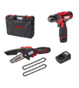 Комплект акумулаторни машини , 12 V, с 2 батерии, зарядно и куфар, Raider RDP-CDLGP02, 075733