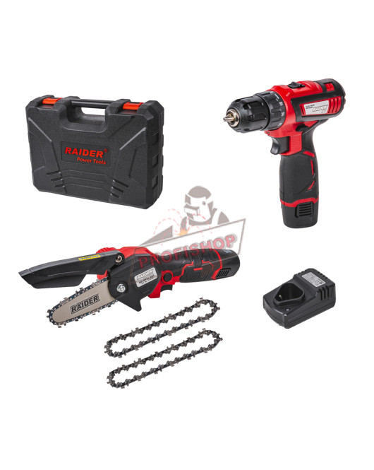 Комплект акумулаторни машини , 12 V, с 2 батерии, зарядно и куфар, Raider RDP-CDLGP02, 075733 Комплект акумулаторни машини , 12 V, с 2 батерии, зарядно и куфар, Raider RDP-CDLGP02, 075733