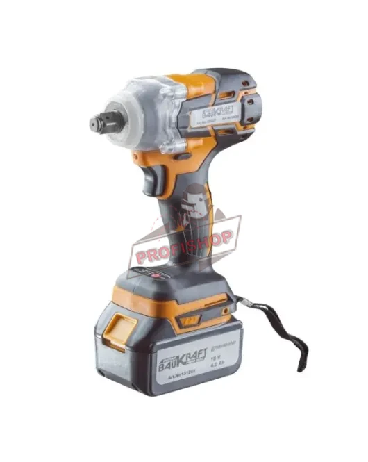 Акумулаторен безчетков гайковерт Baukraft BK-BCIW08, 1/2", 18 V, 320Nm, с батерия 4 Ah, зарядно и куфар 030607
