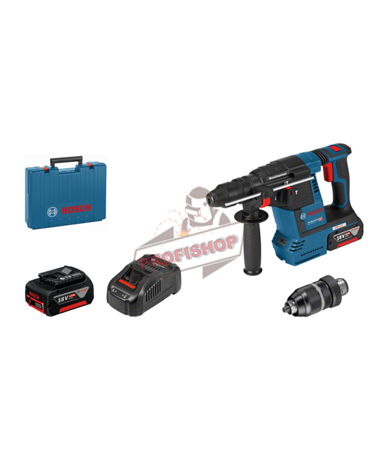 Акумулаторен перфоратор с 2 батерии 6 ah, зарядно и куфар, Bosch GBH 18V-26 F 0611910003+ ПОДАРЪК 5 бр. свредла за перфоратор PRO SDS plus Акумулаторен перфоратор с 2 батерии 6 ah, зарядно и куфар, Bosch GBH 18V-26 F 0611910003+ ПОДАРЪК 5 бр. свредла за перфоратор PRO SDS plus