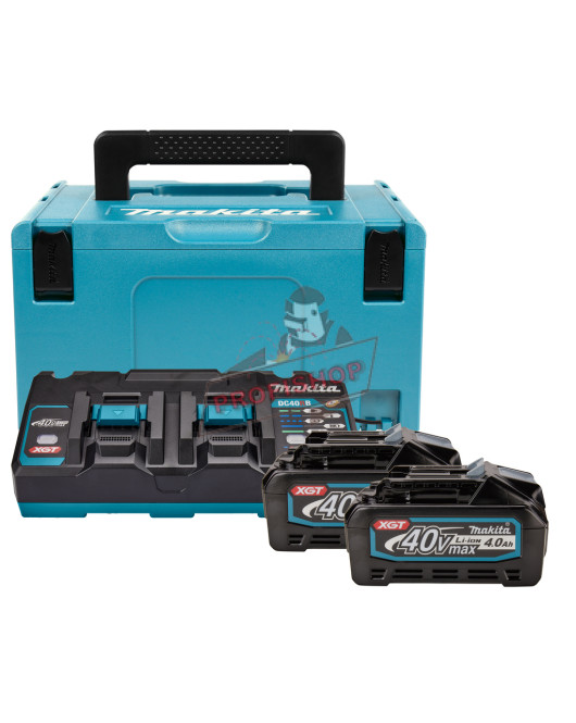 Комплект батерии и двойно зарядно , XGT, 2x40 V, 2x4 Ah, с куфар, Makita 191U00-8