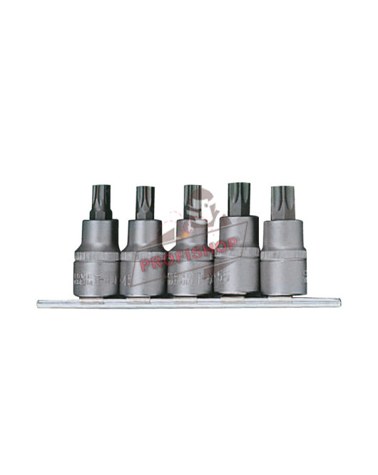 Вложки 1/2" накрайник TORX (T40-T60) комплект 5 бр. JN62820 FORCE 4051 Вложки 1/2" накрайник TORX (T40-T60) комплект 5 бр. JN62820 FORCE 4051