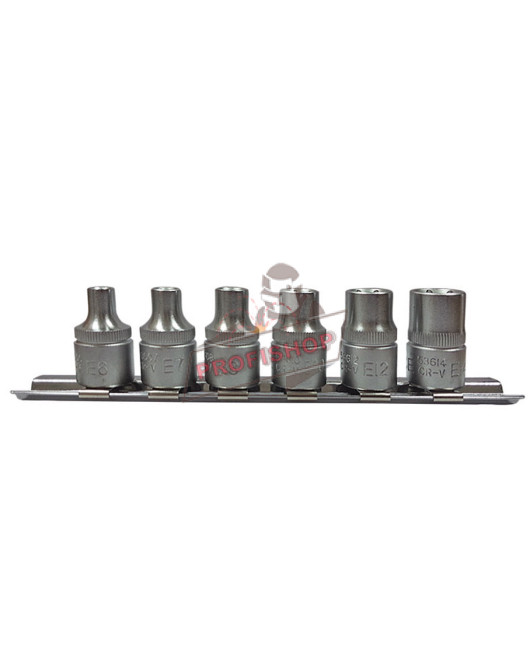 Вложки 3/8" Е (E6-Е-7-Е8-Е10-Е12-E14) комплект 6 бр. JN62600 FORCE 3064 Вложки 3/8" Е (E6-Е-7-Е8-Е10-Е12-E14) комплект 6 бр. JN62600 FORCE 3064