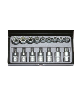 Вложки 1/2" Е (Е10-Е24) и вложки 1/2" накрайник TORX (Т40-Т70) комплект 16 бр. JN66011 FORCE 4171