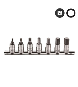 Комплект вложки с накрайник шестограм Force, 1/4", 7 броя