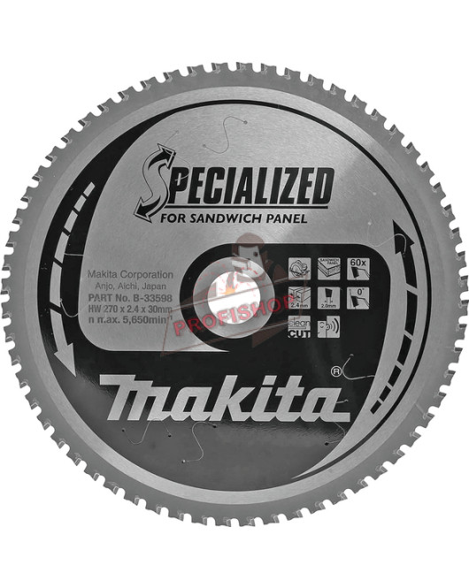 Циркулярен диск за рязане на сандвич панели , 270x30x2.4 мм, 60 z Makita Specialized B-33598