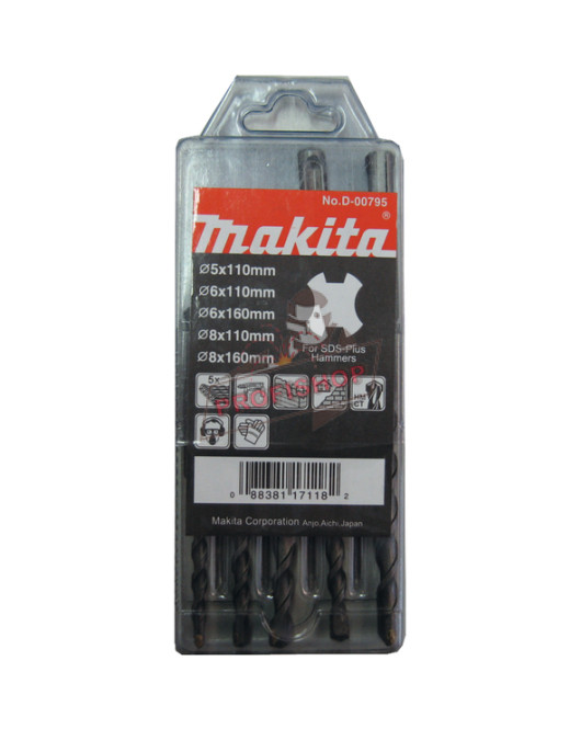 Комплект свредла за бетон , SDS-plus, 6-12 мм, 5 бр. Makita D-36049 Комплект свредла за бетон , SDS-plus, 6-12 мм, 5 бр. Makita D-36049