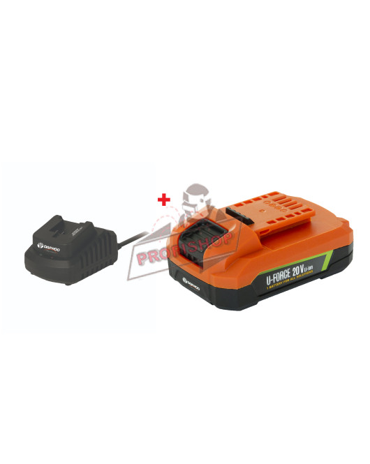 Зарядна станция U-FORCE 21V, 2.5Ah + 1бр. батерия U-FORCE 20V, 2.0Ah DAEWOO START PACK LI-1 Зарядна станция U-FORCE 21V, 2.5Ah + 1бр. батерия U-FORCE 20V, 2.0Ah DAEWOO START PACK LI-1