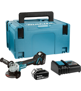 Акумулаторен ъглошлайф Makita , 18 V, 5 Ah, 125 мм, с 2 батерии и зарядно, DGA506RTJ