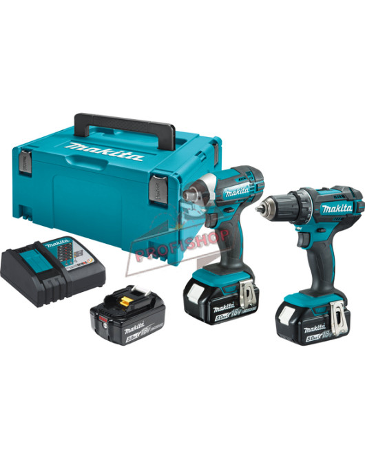 Комплект акумулаторен винтоверт Makita DDF482 + акумулаторен ударен винтоверт DTD152, 18 V, 5 Ah, с 3 батерии и зарядно Комплект акумулаторен винтоверт Makita DDF482 + акумулаторен ударен винтоверт DTD152, 18 V, 5 Ah, с 3 батерии и зарядно