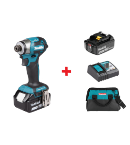 Акумулаторен ударен винтоверт Makita DTD173Z, LXT, 18 V, 180 Nm с батерия ,3 Ah BL1830 , зарядно устройство DC18RC Li-Ion, 9 A и чанта за инструменти Makita 831253-8