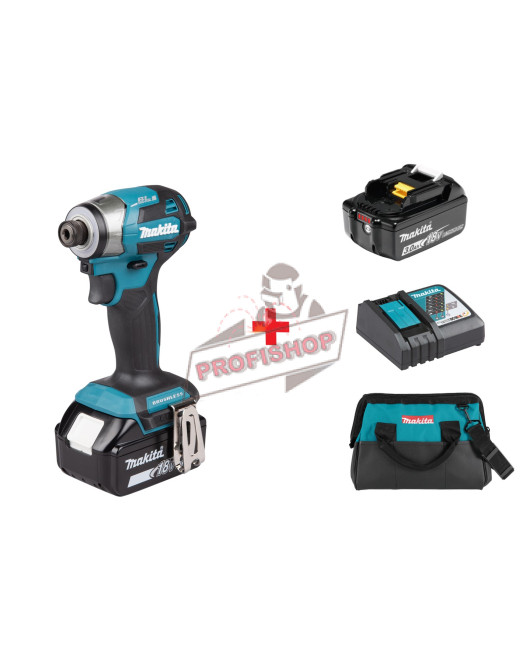 Акумулаторен ударен винтоверт Makita DTD173Z, LXT, 18 V, 180 Nm с батерия ,3 Ah BL1830 , зарядно устройство DC18RC Li-Ion, 9 A и чанта за инструменти Makita 831253-8