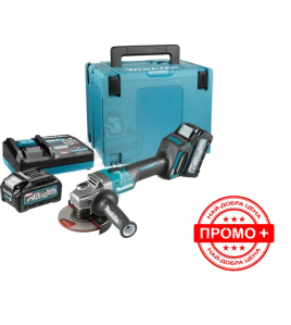 Акумулаторен ъглошлайф Makita , XGT, 125 мм, 40 V, 4 Ah, с 2 батерии и зарядно, GA005GM201 