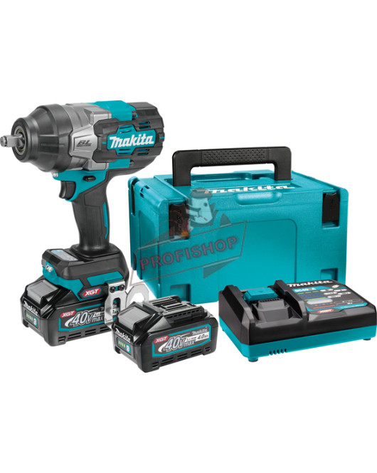 Акумулаторен ударен гайковерт , XGT, 40 V, 2х4 Ah, 1/2", 2200 Nm, с батерии, зарядно и куфар, Makita TW002GM201