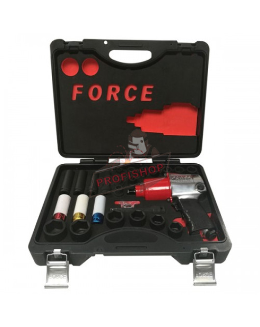 Комплект пневматичен гайковерт с вложки Force, 6.2 бара, 156 Nm, 29 части Комплект пневматичен гайковерт с вложки Force, 6.2 бара, 156 Nm, 29 части