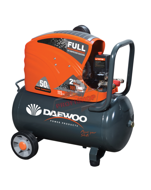Бутален компресор DAEWOO 1.5 kW, 169 л/мин, 50 л, 8 бара, с директно куплиране DAAC50DN Бутален компресор DAEWOO 1.5 kW, 169 л/мин, 50 л, 8 бара, с директно куплиране DAAC50DN