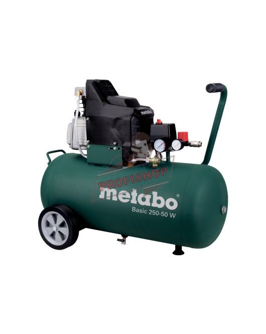 Монофазен маслен компресор за въздух BASIC 250-50 W, 1500 W, 8 бара, 200 л./мин., 50 л, Metabo , 601534000 Монофазен маслен компресор за въздух BASIC 250-50 W, 1500 W, 8 бара, 200 л./мин., 50 л, Metabo , 601534000