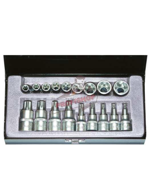 Вложки 3/8" & 1/2" E и вложки 3/8" & 1/2" накрайник "TORX" комплект 18 бр. JN99025 Force 4192