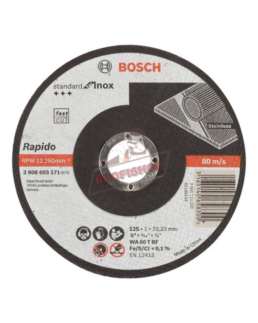 Диск за рязане, прав, 2 608 603 171, Standard for Inox – Rapido BOSCH Диск за рязане, прав, 2 608 603 171, Standard for Inox – Rapido BOSCH