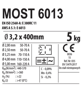 Рутилови електроди MOST 6013 - Ф 3.2, 5кг опаковка