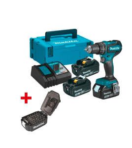 Акумулаторен ударен винтоверт Makita , 18 V, LXT, 50 Nm, DHP485RF3J+ ПОДАРЪК комплект битове с магнитен държач Makita