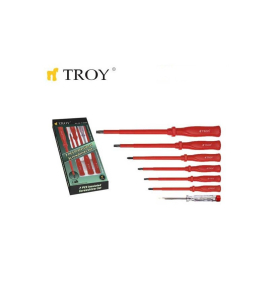 Комплект професионални изолирани отвертки, 7 броя / TROY 22300 /