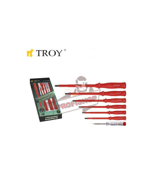 Комплект професионални изолирани отвертки, 7 броя / TROY 22300 / Комплект професионални изолирани отвертки, 7 броя / TROY 22300 /