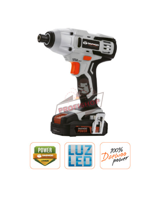 Отвертка акумулаторна ударна Daewoo DALID18-1 "UNI-BAT" /150Nm, 20V Li-ion, 1/4 "шестоъгълна DALID18-1 Отвертка акумулаторна ударна Daewoo DALID18-1 "UNI-BAT" /150Nm, 20V Li-ion, 1/4 "шестоъгълна DALID18-1