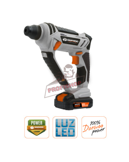 Акумулаторен перфоратор Daewoo "UNI-BAT" / 1.2J, 20V Li-ion, SDS 10 mm, LED, DALRH18-1 Акумулаторен перфоратор Daewoo "UNI-BAT" / 1.2J, 20V Li-ion, SDS 10 mm, LED, DALRH18-1
