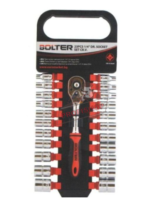 Тресчотка с вложки к-кт 1/4” 23 части CR.V. XG53138 Bolter Тресчотка с вложки к-кт 1/4” 23 части CR.V. XG53138 Bolter