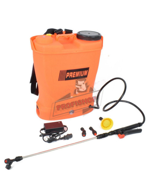 Пръскачка Акумулаторна 16 L PREMIUM, 12V 8Ah 35W, с Метален Удължител с Три Накрайника Пръскачка Акумулаторна 16 L PREMIUM, 12V 8Ah 35W, с Метален Удължител с Три Накрайника