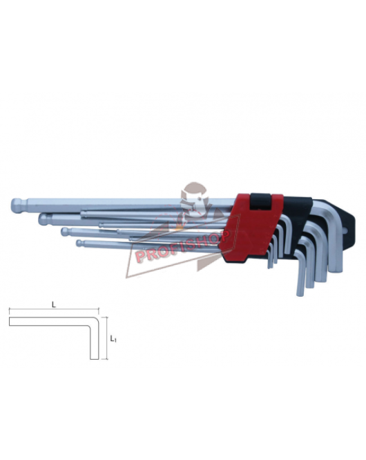 Шестограми Г-образни за работа под ъгъл Long CR.V. к-кт 9 бр. XG54204 BOLTER