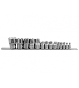 Вложки къси комплект 1/4" 3/8" 1/2" E-TORX E4-24 14 броя JN62604 FORCE 4158