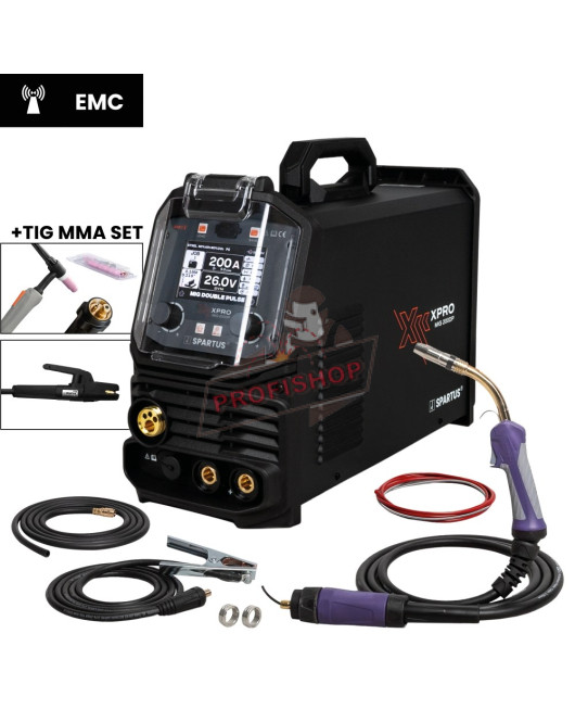 Заваръчен комбиниран апарат SPARTUS XPro MIG 200 Dual Pulse MIG TIG MMA XPROMIG200DP-PAK-24-3-17-4 Заваръчен комбиниран апарат SPARTUS XPro MIG 200 Dual Pulse MIG TIG MMA XPROMIG200DP-PAK-24-3-17-4